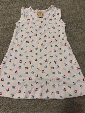 The Beaufort Bonnet Company White Floral Tank Dress with Red & Blue Flowers